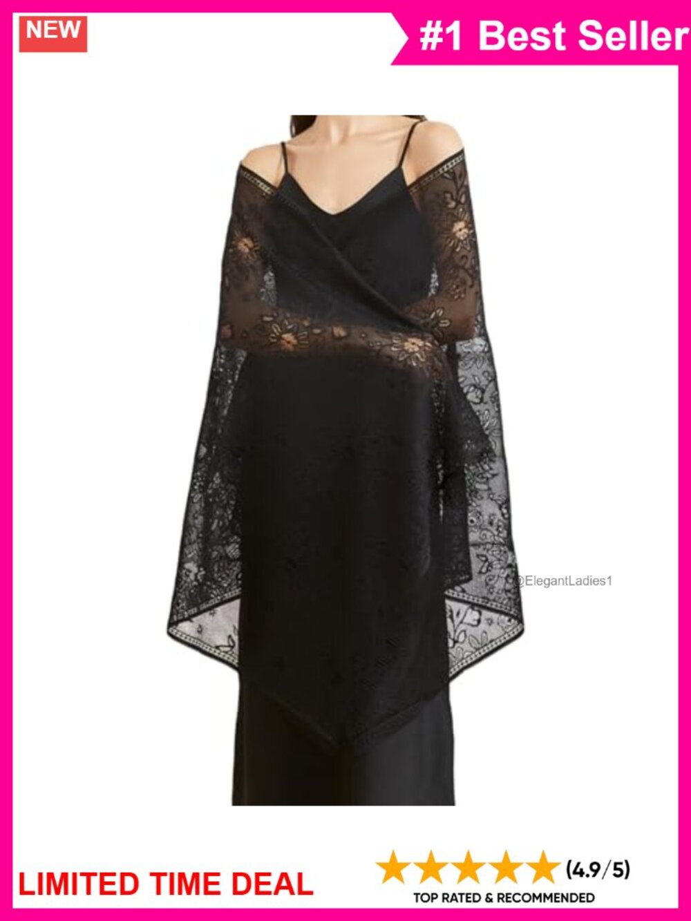 Lace Shawl Wrap with Fringe Floral Evening Wedding Cover Up